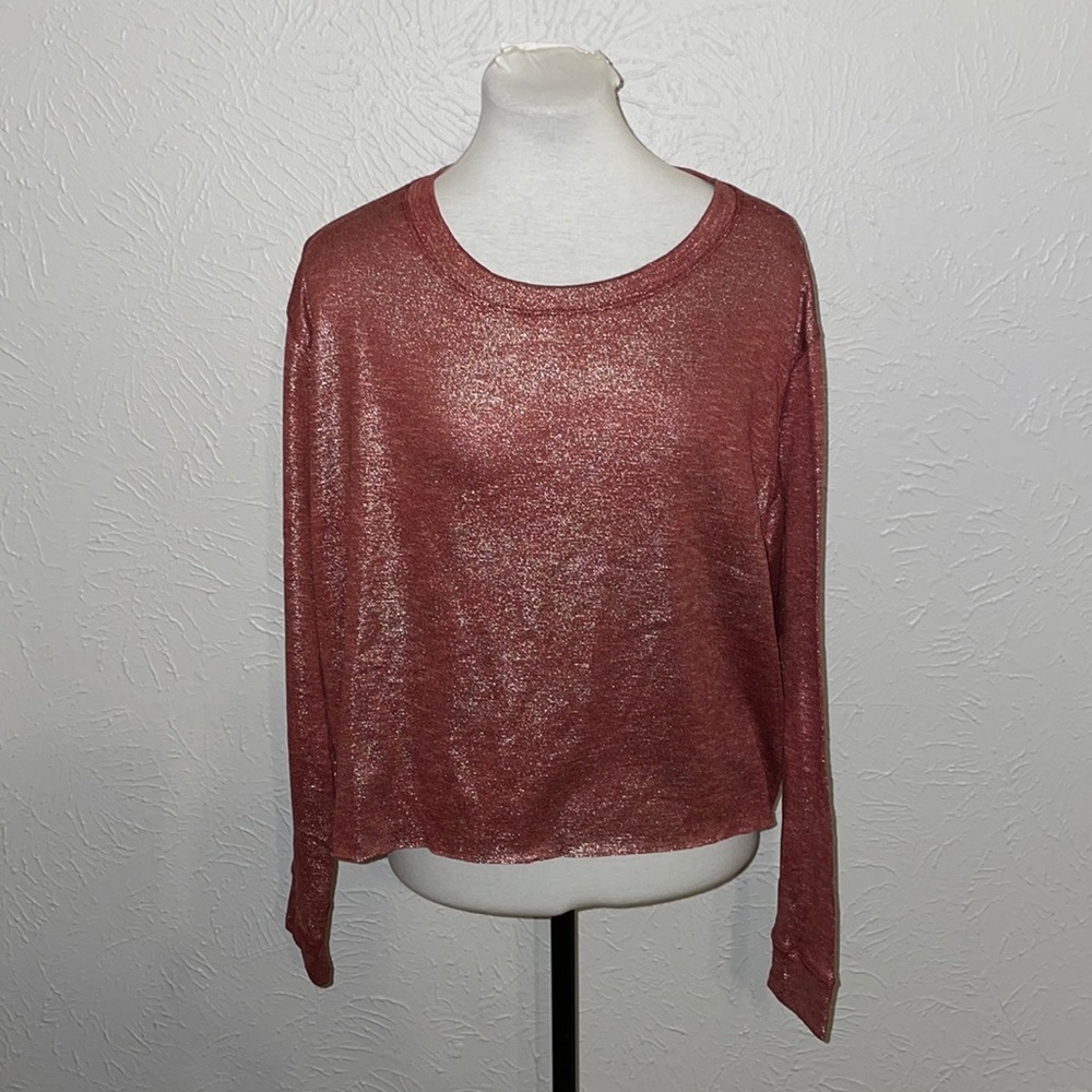 Agnes & Dora Metallic Red Cropped Tee XL